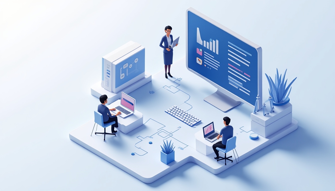 Ilustrație schematică a procesului de realizare a unui site web, cu etape cheie